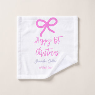 Pastel pink lila glücklich 1. Weihnachtsbogenname Waschlappen