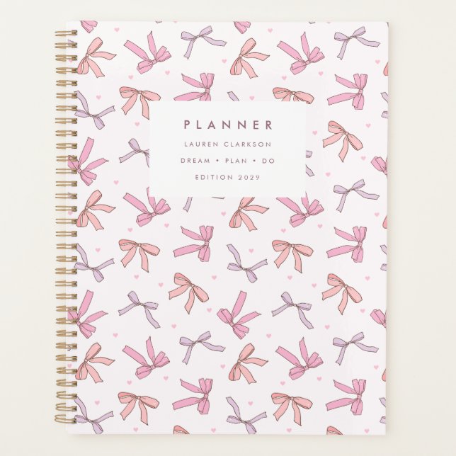 Pastel Pink & Lilac Bow Coquette Planner Planer (Vorderseite)