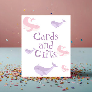 Pastel Pink Lilac Whale Karten und Geschenke Poster