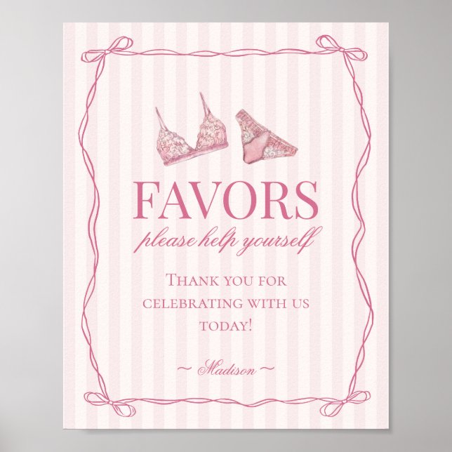 Pastel Pink Lingerie Bachelorette Party Favors Poster (Vorne)