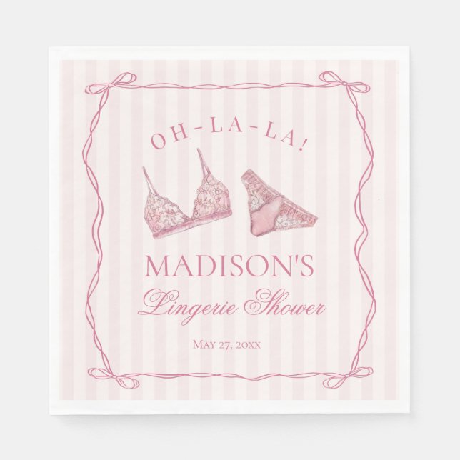 Pastel Pink Lingerie Shower Bachelorette Party Serviette (Vorderseite)