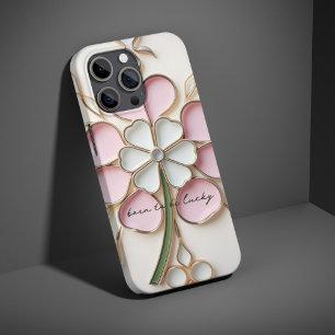 Pastel Pink Lucky Clover Festhalten Glas-Effekt Case-Mate iPhone Hülle