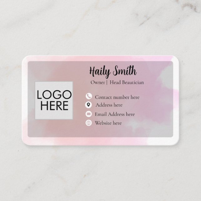 Pastel Pink & Mauve Gradient Modern Business card Visitenkarte (Vorderseite)