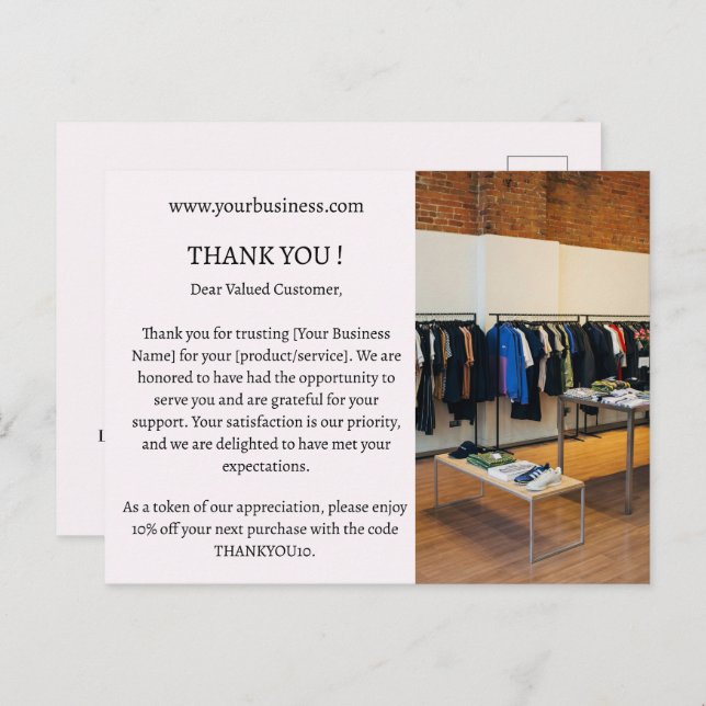 Pastel Pink Minimalistisches Budget Geschäft Danke Postkarte (Vorne/Hinten)