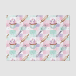 Pastel Pink & Mint Cupcake Baking Pattern Seidenpapier