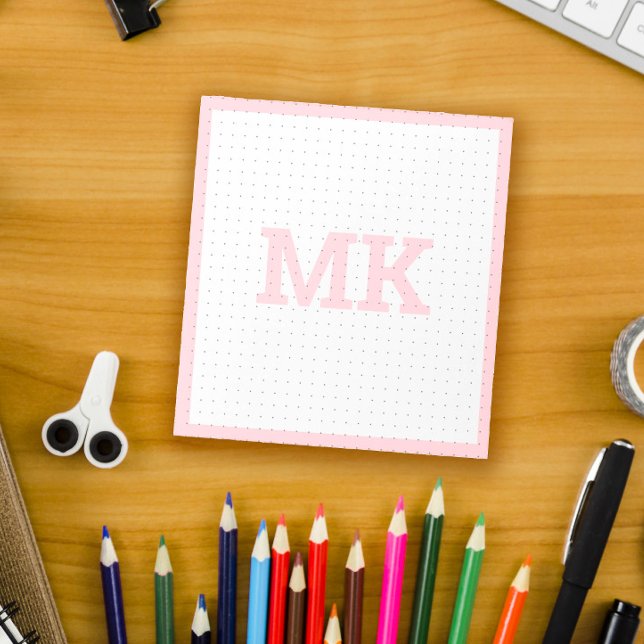 Pastel Pink Monogram Dot Grid Notizblock (Von Creator hochgeladen)