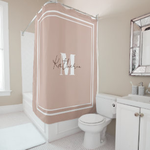 Pastel Pink Monogram Duschvorhang