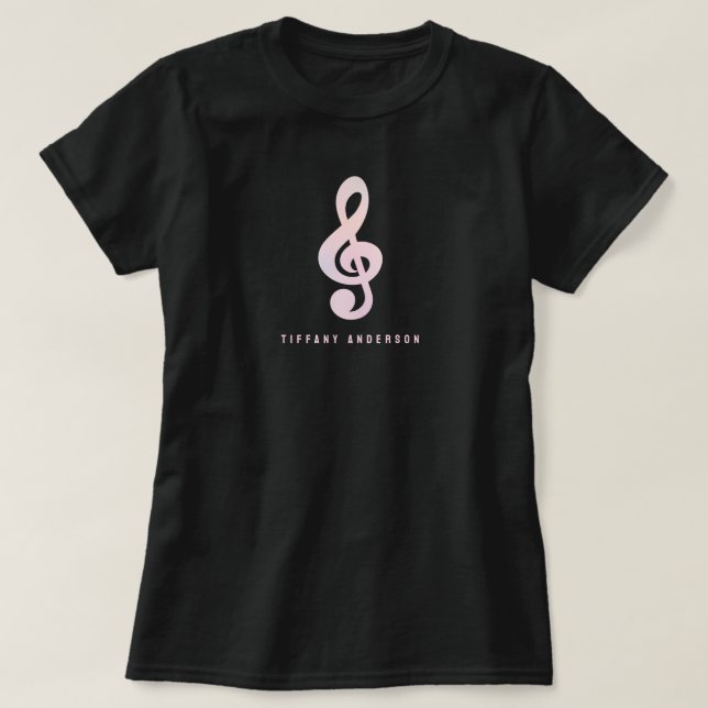 Pastel Pink Musik Symbol Musik Art Monogram Name T-Shirt (Design vorne)