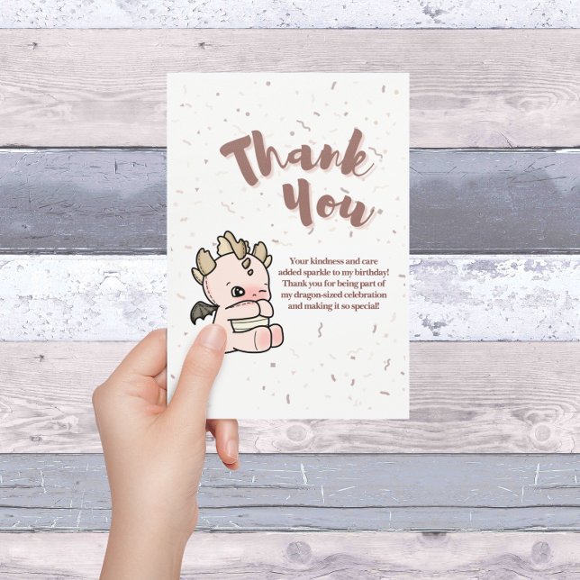 Pastel Pink Niedlich Baby Dragon Dankeskarte (Von Creator hochgeladen)