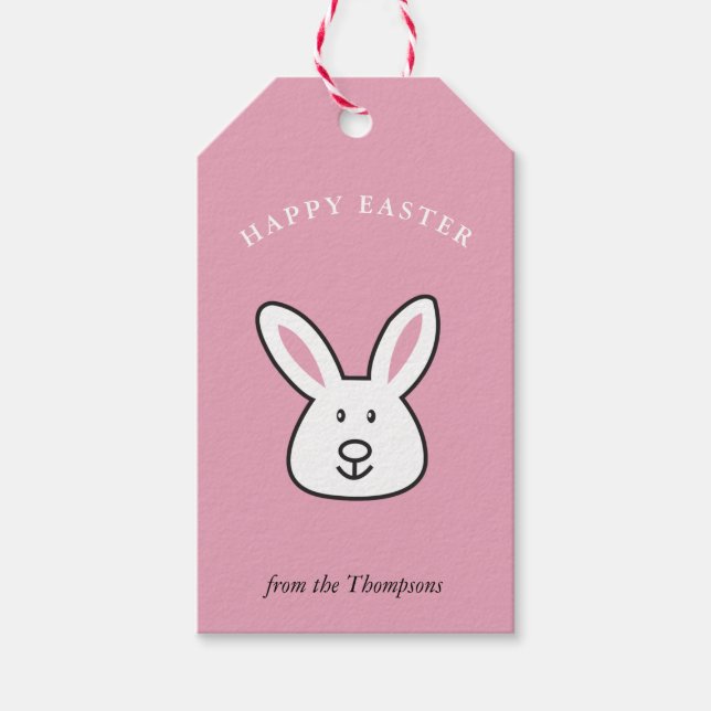 Pastel Pink Niedlich Ostersonnige Illustration Geschenkanhänger (Vorderseite)