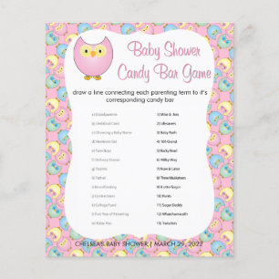 Pastel Pink Niedlich Owl Baby Dusche Thema   Spiel Flyer