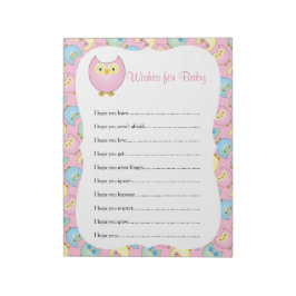 Pastel Pink Niedlich Owl Baby Dusche Thema - Wünsc Notizblock
