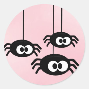 Pastel Pink Niedlich Spiders Halloween Runder Aufkleber
