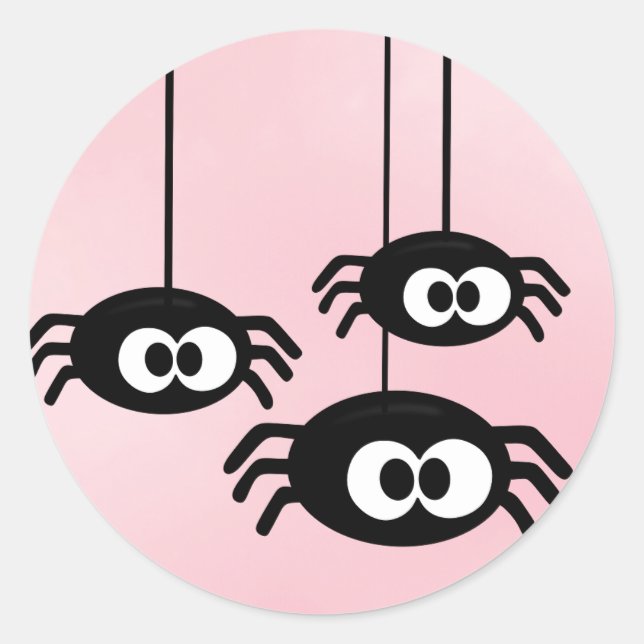 Pastel Pink Niedlich Spiders Halloween Runder Aufkleber (Vorderseite)