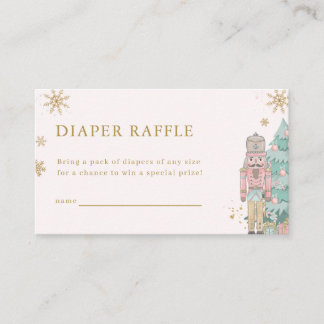 Pastel Pink Nutcracker Diaper Raffle Card Baby Begleitkarte