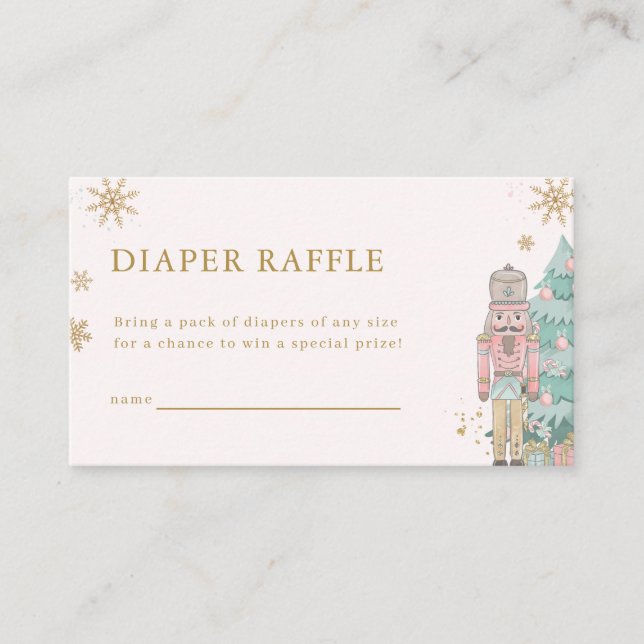 Pastel Pink Nutcracker Diaper Raffle Card Baby  Begleitkarte (Vorderseite)