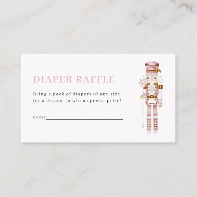 Pastel Pink Nutcracker Diaper Raffle Card Begleitkarte (Vorderseite)