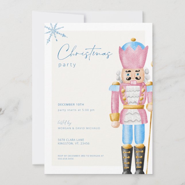Pastel Pink Nutcracker Weihnachtsfeier Party Einla Einladung (Vorderseite)