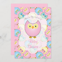 Pastel Pink Owl Babydusche Einladung