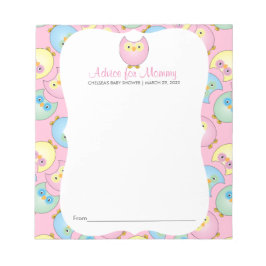 Pastel Pink Owl Babydusche - Ratschläge Notizblock