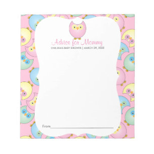 Pastel Pink Owl Babydusche - Ratschläge Notizblock