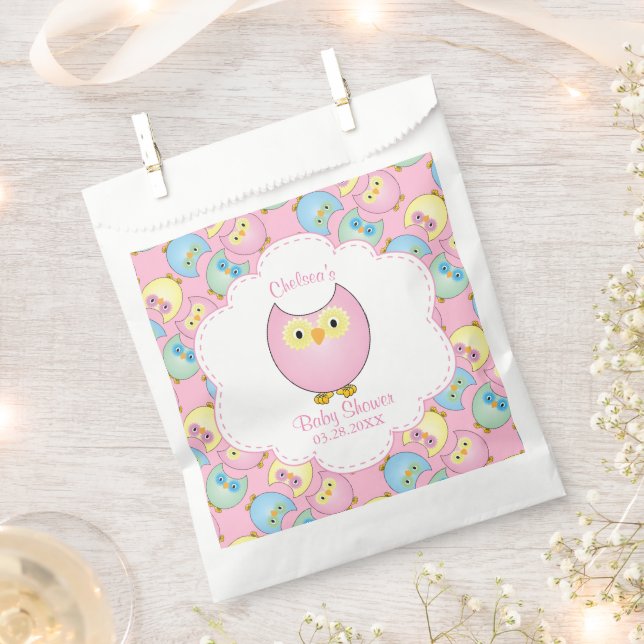 Pastel Pink Owl Girl Dusche Thema Gefallen Beutel Geschenktütchen (Ausgeschnitten)