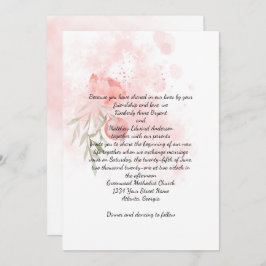 Pastel Pink Peony Watercolor Wash Wedding Einladung