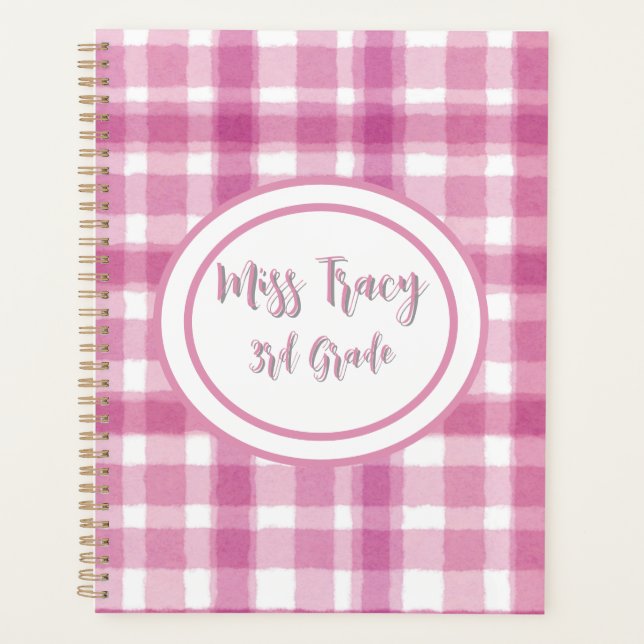 Pastel Pink Plaid Custom  Planer (Vorderseite)