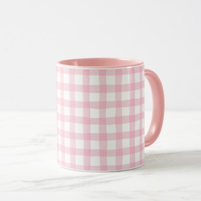 Pastel Pink Plaid – Soft Aesthetic Seamless  Tasse (VorderseiteRechts)