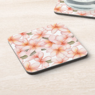 Pastel Pink Plumeria Frangipani Gemustert Getränkeuntersetzer