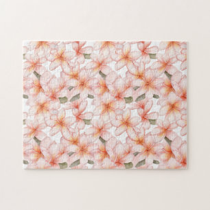 Pastel Pink Plumeria Frangipani Gemustert Puzzle