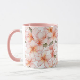 Pastel Pink Plumeria Frangipani Gemustert Tasse