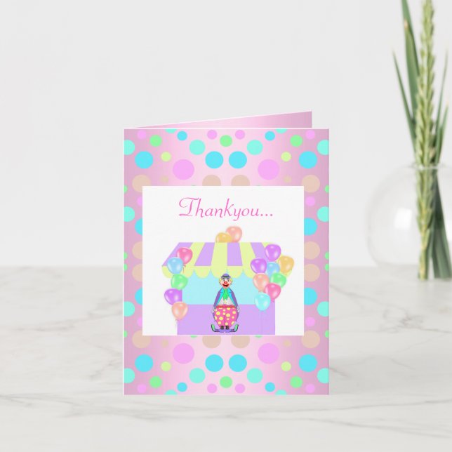 PASTEL PINK POLKA DOT CIRCUS DANK IHRER KARTE (Vorderseite)
