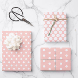 Pastel Pink Polka Dot Wrapping Paper Sheets Geschenkpapier Set