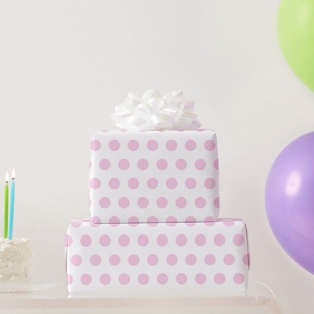 Pastel Pink Polka Dots Geschenkpapier (Partygeschenke)