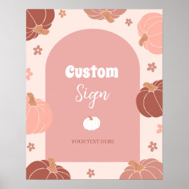 Pastel Pink Pumpkin Erster Geburtstag Custom SIgn Poster