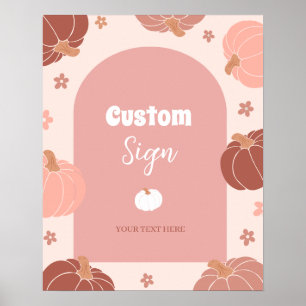 Pastel Pink Pumpkin Erster Geburtstag Custom SIgn Poster