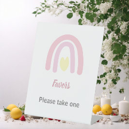 Pastel Pink Rainbow Girl Baby Showbook Sockelschild