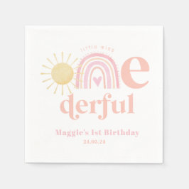 Pastel Pink Rainbow Little Miss ONEderful Birthday Serviette
