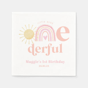 Pastel Pink Rainbow Little Miss ONEderful Birthday Serviette