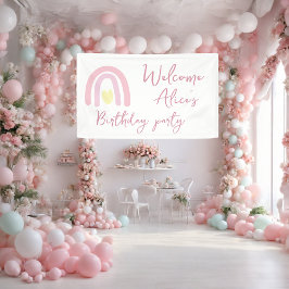 Pastel pink Regenbogen Baby Girl 1. Geburtstag Par Banner