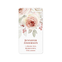 Pastel Pink Romantische Rose auf White Wedding Adressaufkleber