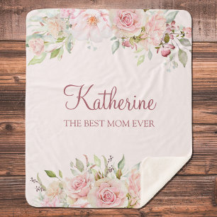 Pastel Pink Rose Blume Florenz Beste Mama jemals Sherpadecke