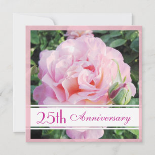 Pastel Pink Rose Einladung zum 25-jährigen Jubiläu