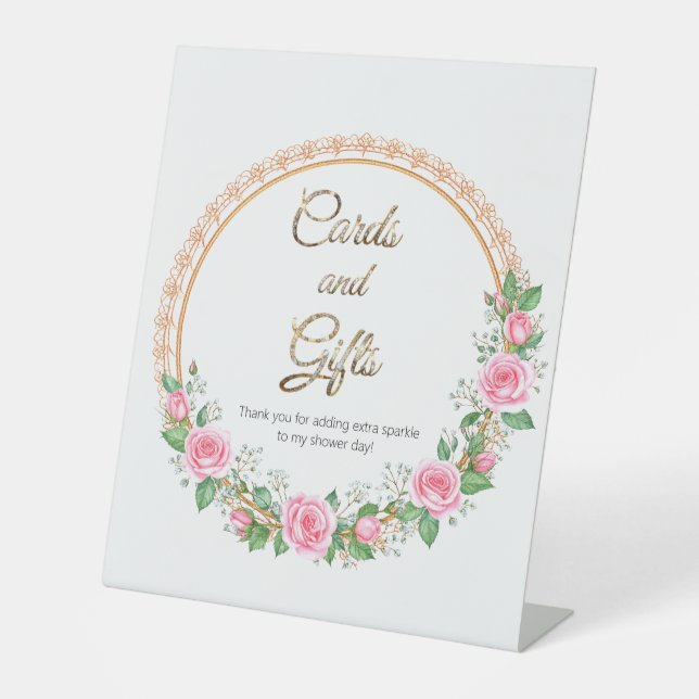 Pastel Pink Roses & Baby’s Breath Cards & Gifts Sockelschild (Vorderseite)