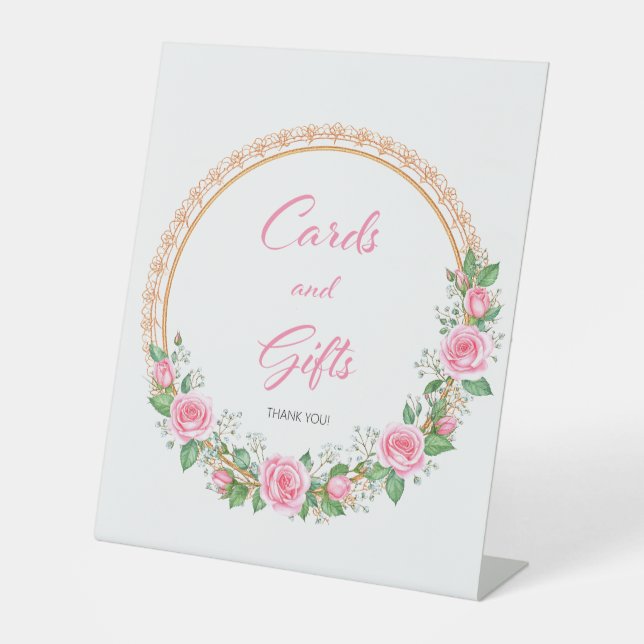 Pastel Pink Roses & Baby’s Breath Cards & Gifts Sockelschild (Vorderseite)