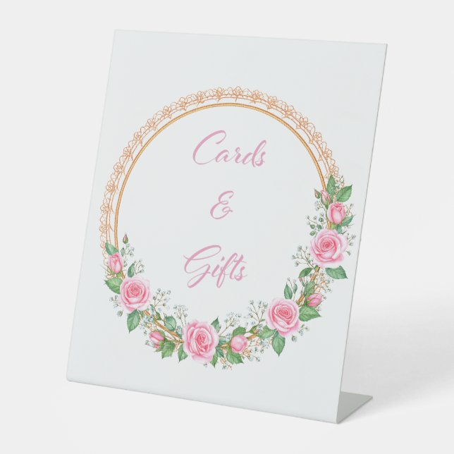 Pastel Pink Roses & Baby’s Breath Cards & Gifts Sockelschild (Vorderseite)