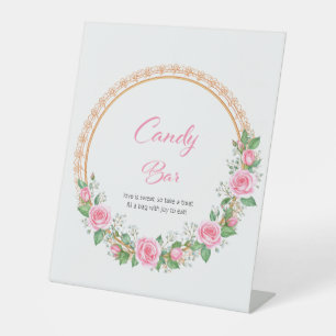 Pastel Pink Roses & Baby's Atem Candy Bar Sockelschild