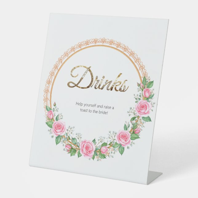 Pastel Pink Roses & Baby's Atem Drinks Sockelschild (Vorderseite)