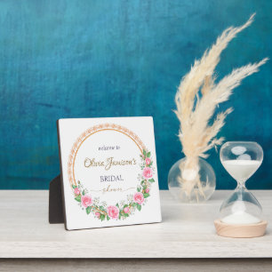 Pastel Pink Roses & Baby's Breath Bridal Wreath Fotoplatte